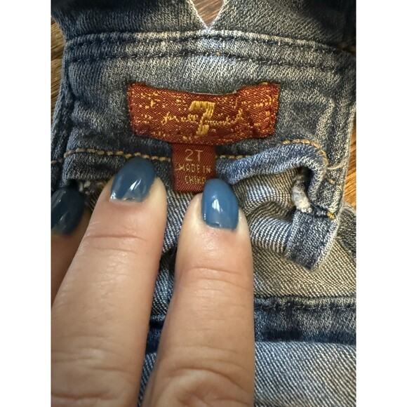 Seven For All Mankind Bib Overalls Girls Size 2 T Distressed Pants - Picture 6 of 9